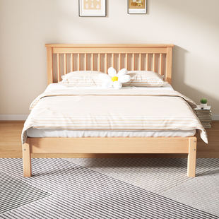 全榉木实木床日式榻榻米，单人床小户型儿童床，1米2~1.5米双人床简约