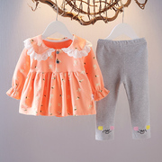 小女童秋装套装婴儿套装，春秋季洋气外出服1一4岁女宝宝公主两件套