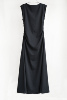 特时髦精经典小黑裙，显瘦四面弹抽褶小圆领无袖连衣裙