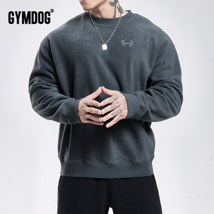 gymdog运动卫衣男秋冬季加绒加厚圆领，宽松健身训练长袖套头衫衣服