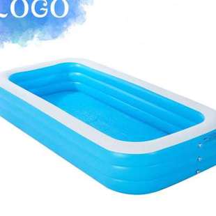 加厚PVC蓝白长方形充气游泳池儿童洗澡水池家用户外大型家庭泳池1