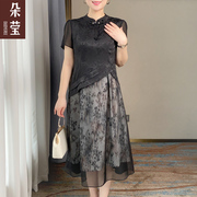 妈妈夏装改良旗袍连衣裙40岁中年女新中式裙子中老年国风气质长裙