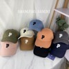 韩系儿童帽子简约p字母棒球帽，潮宝宝男女童，纯色洋气嘻哈帽鸭舌帽
