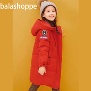 巴拉女童红色洋气大衣女孩本命年红色外套女大童外套儿童过年服