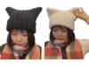 国现onm01803猫耳朵针织帽，ca4la羊毛尼龙线，半折毛线帽56~60cm