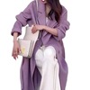 赫本风呢子大衣2023法式高级感中长款紫色，毛呢外套女秋冬