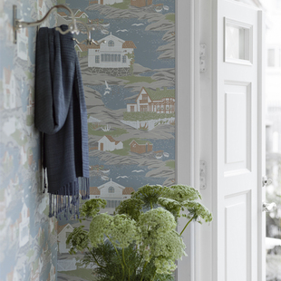 瑞典进口环保木纤维墙纸地中海 8850客厅卧室电视背景墙壁纸