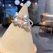 香港正生纯银S999创意可爱滴油兔子男女小孩子足银开口亲子款手镯