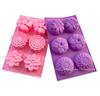 xj205 硅胶蛋糕模具 手工皂磨具  六孔花朵模 6连三花 菊花 葵花