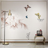 现代中式牡丹蝴蝶意境，装饰壁纸客厅电视背景墙纸，茶室定制环保壁画