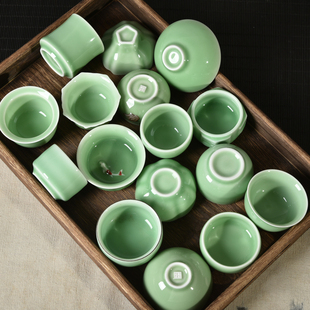 陶瓷茶具手工茶杯品茗杯龙泉青瓷梅子青杯子创意日式小酒杯主人杯