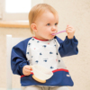 出口日本婴幼儿防水罩衣长袖宝宝吃饭衣透气反穿衣无袖儿童画画衣