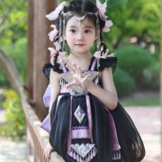 2024夏季女童新无袖(新无袖，)吊带公主，裙中国风哈尼民族蓬蓬裙三月三演出裙