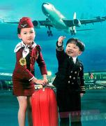 元旦儿童空姐空少表演服幼儿职业服女童飞行员，服装机长制服演出服