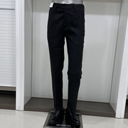 男士西裤秋冬季长裤微厚直筒免烫面料时尚，商务灰色条纹