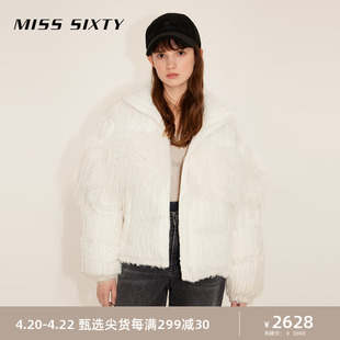 Miss Sixty2023冬季羽绒外套女重工立领皮草拼接加厚保暖百搭
