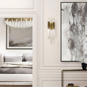 后现代美式客厅卧室水晶玻璃，金色台灯时尚简约样板房，售楼处地灯