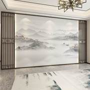 新中式大气山水壁纸电视背景墙，壁画客厅沙发，影视墙纸壁布卧室墙布