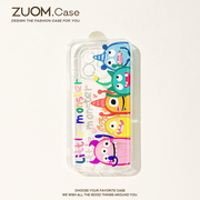 zuom 趣味卡通小怪兽15派对mini适用ip14苹果13的手机壳iPhone12promax11女透明xr防摔保护套s软硅胶8p7p