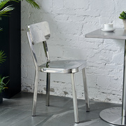 咖啡厅吧台不锈钢靠背餐椅户外铁艺金属小椅子简约轻奢餐桌椅组合