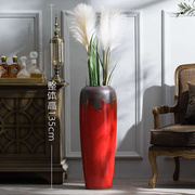 高档景德镇陶瓷摆件落地大，花瓶中式中国红瓷器，客厅玄关插花干花装