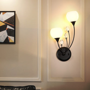 北欧美式水晶铁艺床头灯欧式创意，复古客厅灯，简约过道卧室壁灯6652