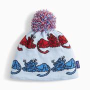 彪马Puma女士帽子浅蓝色红蓝印花针织帽冬季保暖毛线帽024937_01