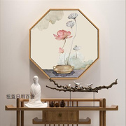新中式玄关装饰画八边形餐厅古典花鸟过道壁画，客厅茶室背景墙挂画