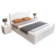 定制实木床现代简约双人床欧式大床经济型床架白色松木床主卧床包