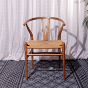 老榆木实木餐椅北欧y椅，靠背书桌椅咖啡，圈椅现代设计叉骨休闲椅子