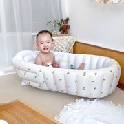 ins风婴儿洗澡盆宝宝可折叠小熊充气浴盆便携式可折叠儿童游泳池