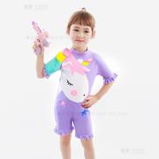 幼儿泳衣女宝宝两岁女童，连体韩版2-8岁小泳装荷叶边儿童潜水衣儿