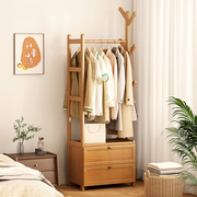 床头柜挂衣架一体实木简约现代落地家用卧室床头立式小型收纳柜子