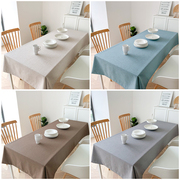北欧ins防水桌布布艺棉麻，小清新纯色餐桌布，家用茶几桌垫简约台布