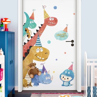 门贴自粘装饰贴纸卡通恐龙，墙贴创意温馨儿童房间，布置卧室贴画墙纸