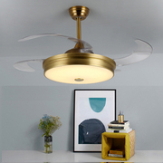 美式吊扇电扇灯简约个性隐形遥控家用大气餐厅灯客厅灯led风扇灯