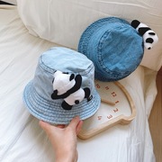 儿童牛仔渔夫帽子熊猫，防晒遮阳太阳男孩宝，2024春夏季夏款夏天