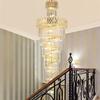别墅楼梯水晶灯金色客厅，灯具大气创意吊灯餐厅灯，过道大堂酒店灯饰