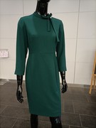 女士外贸出口女装连衣裙裙子深绿色