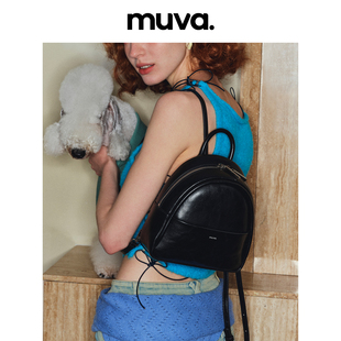 muva原创设计师小背包女士双肩，2023通勤高级感小众牛皮小书包