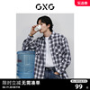 gxg男装格纹胸前口袋设计简约商务，通勤宽松长袖衬衫24春季