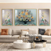 北欧莫兰迪客厅装饰画简约大气三联沙发背景墙挂画抽象向日葵壁画