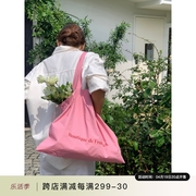 定制款~粉色帆布包女海边大容量单肩包小众，设计感帆布袋手提包包