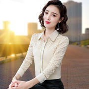 蕾丝雪纺衬衫女长袖2021春季韩版时尚职业，气质打底衬衣上衣寸