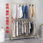 服装店晾衣架展示架双层服装，架双杆单杆式(单杆式)升降架落地式移动带轮子