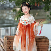 女童秋季汉服刺绣雪纺裙，小女孩中国风洋气，小女孩礼服公主裙