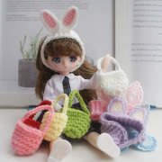 芭比娃娃毛线针织手提袋小包包发箍兔耳朵，针织发带可爱头饰配件