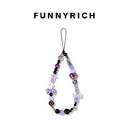 funnyrich紫色爱心糖果手机链，适用苹果手机壳挂链，ins挂饰彩色