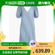 香港直邮潮奢ganni甘尼，女士褶裥条纹，雪纺连衣裙f61056238