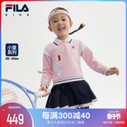 FILA斐乐童装女小童针织连衣裙2023秋季款网球运动polo儿童裙子